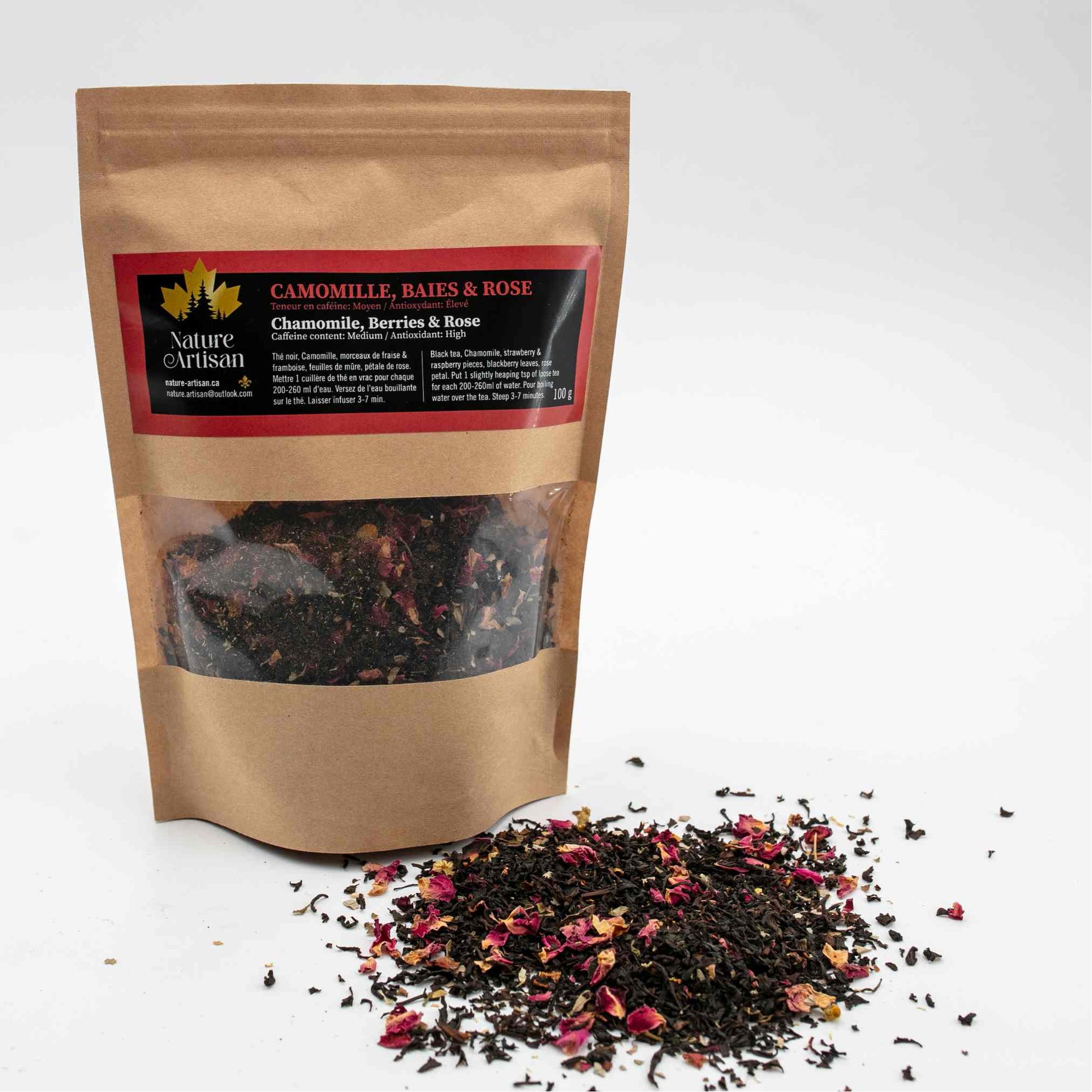 Herbal tea chamomile berries rose Nature Artisan