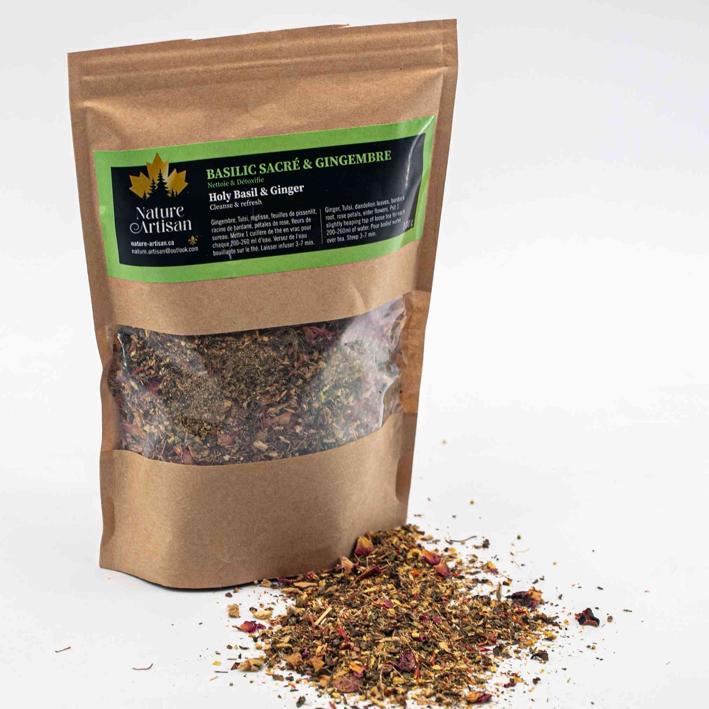 Herbal tea holy basil ginger Nature Artisan