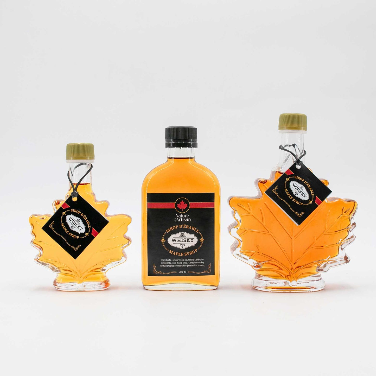 Infused maple syrup whiskey trio Nature Artisan.